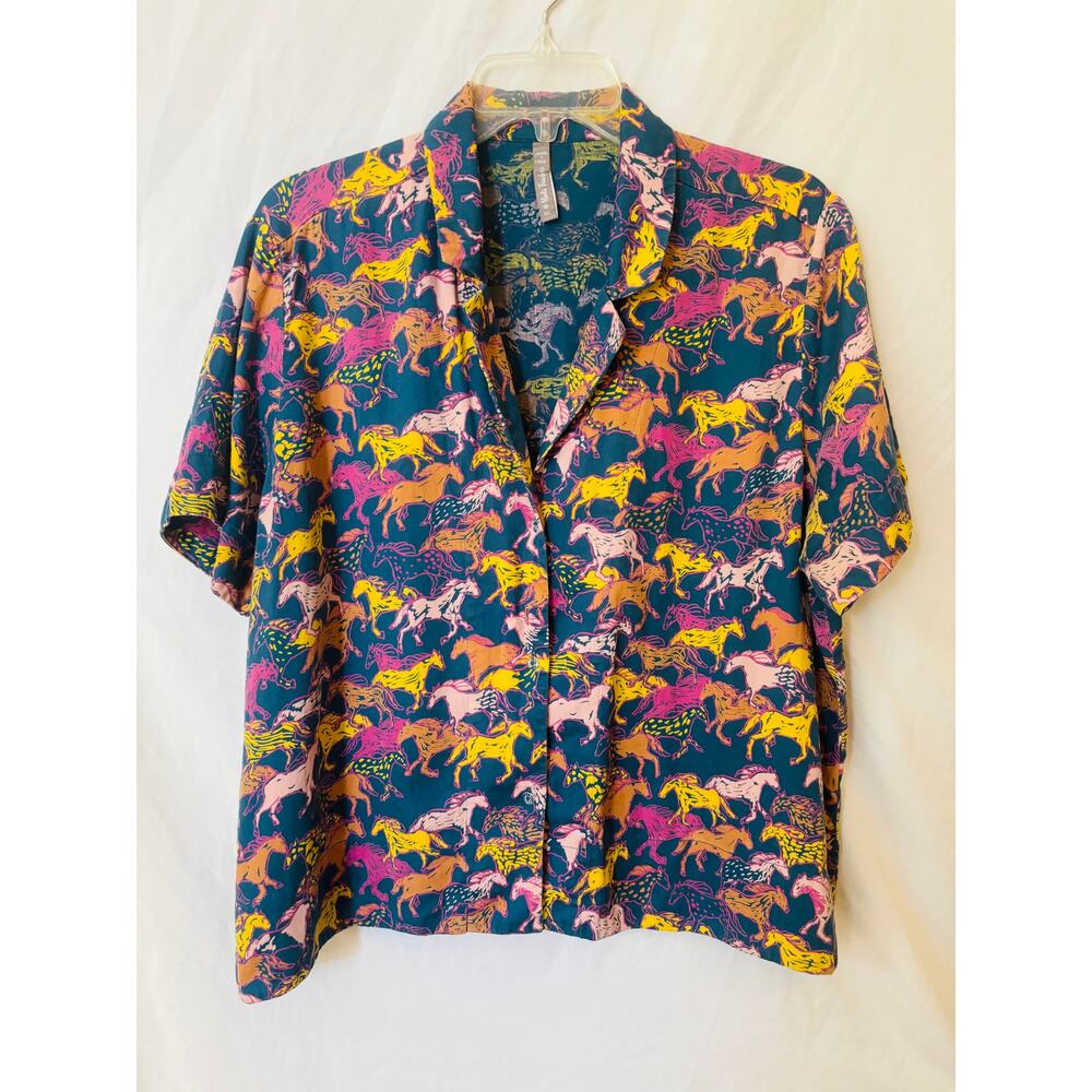 Mata Traders Colorful Running Horse Cotton Camp Shirt